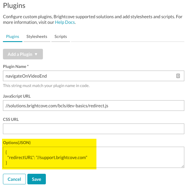 configuration du plugin studio