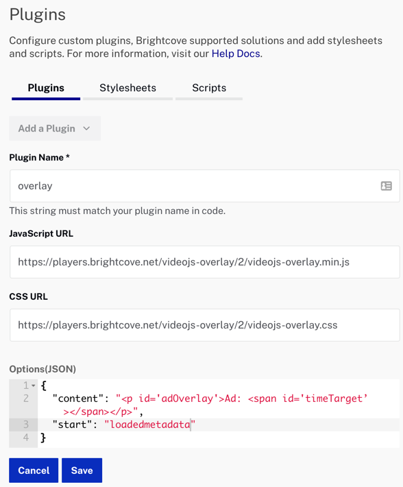 Configurer le plugin Overlay