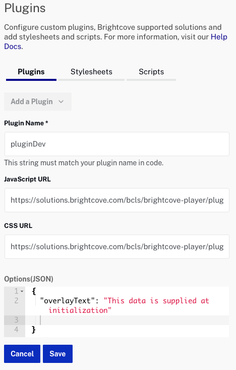 Boîte de dialogue Plugins