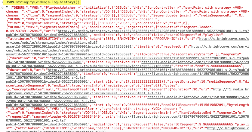affichage sur console de l'historique stringifié