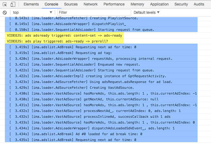 sortie de débogage dans la console