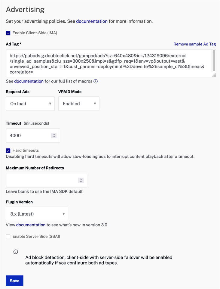 Propriétés IMA3 dans Studio