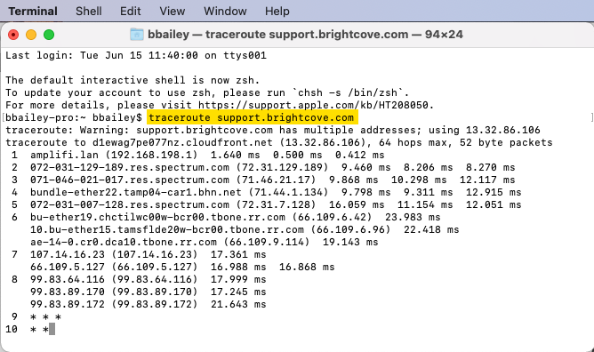 sortie traceroute